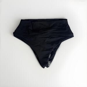 Prana Swimsuit Bottom Women XS Black Aurella High‎ Rise Cheeky UPF 50 Scrunch